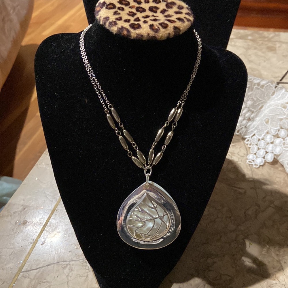 CJ Banks Silver Leaf Pendant Necklace